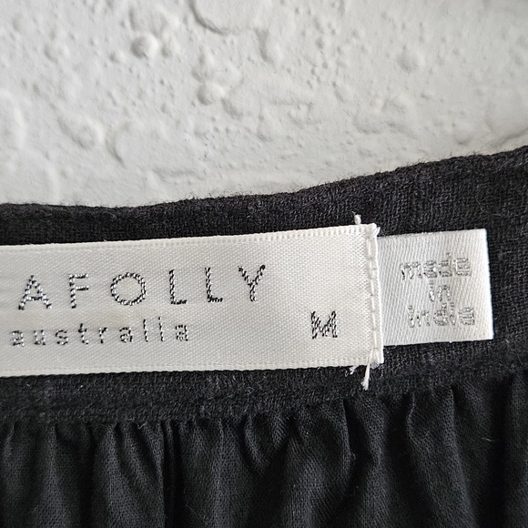 Seafolly Black Smock Long Sleeve Layered Ruffled Open Tie V-neck Dress - Picture 9 of 10